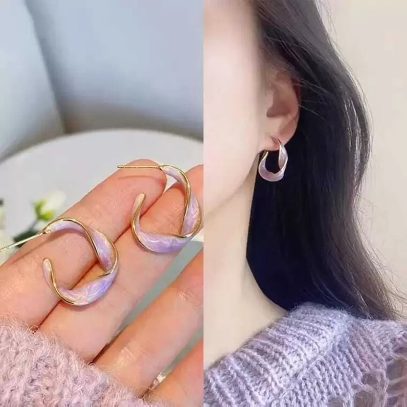 Purple lavender cuff earrings