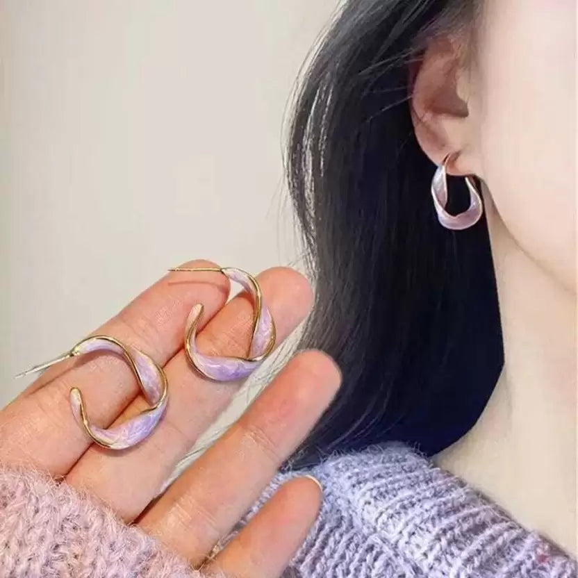 Purple lavender cuff earrings