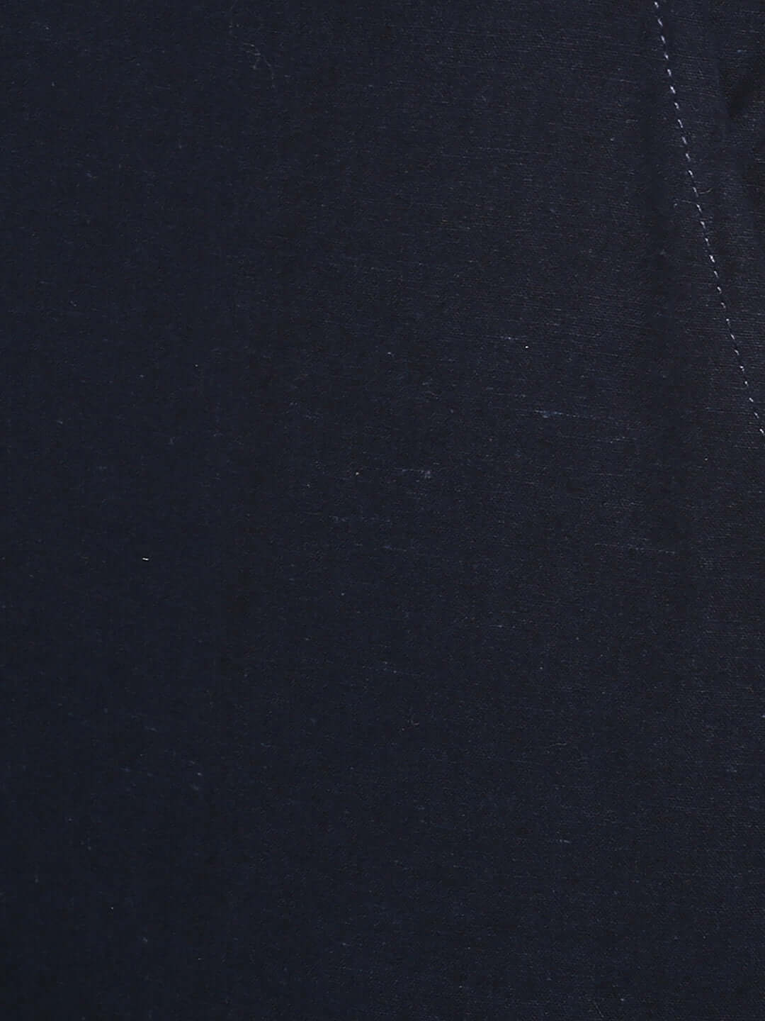 Navy Blue Cotton Solid Casual Pant