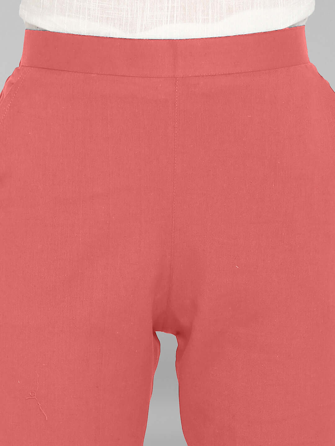 Pink Cotton Solid Casual Pant