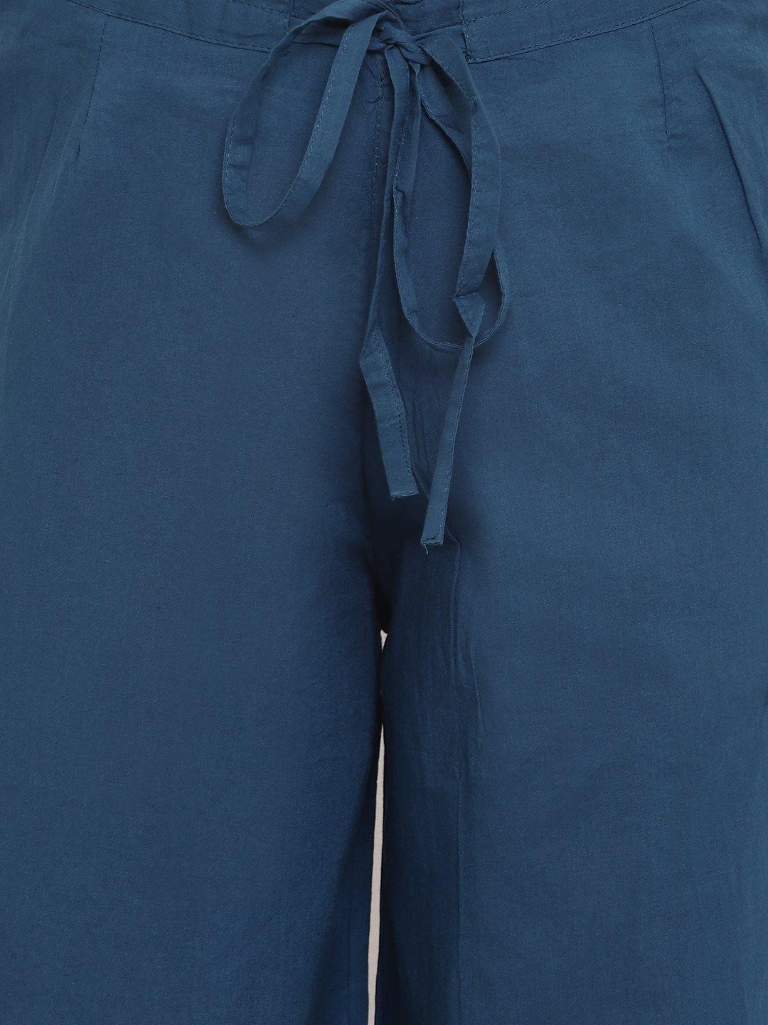 Teal Pure Cotton Palazzo Pant
