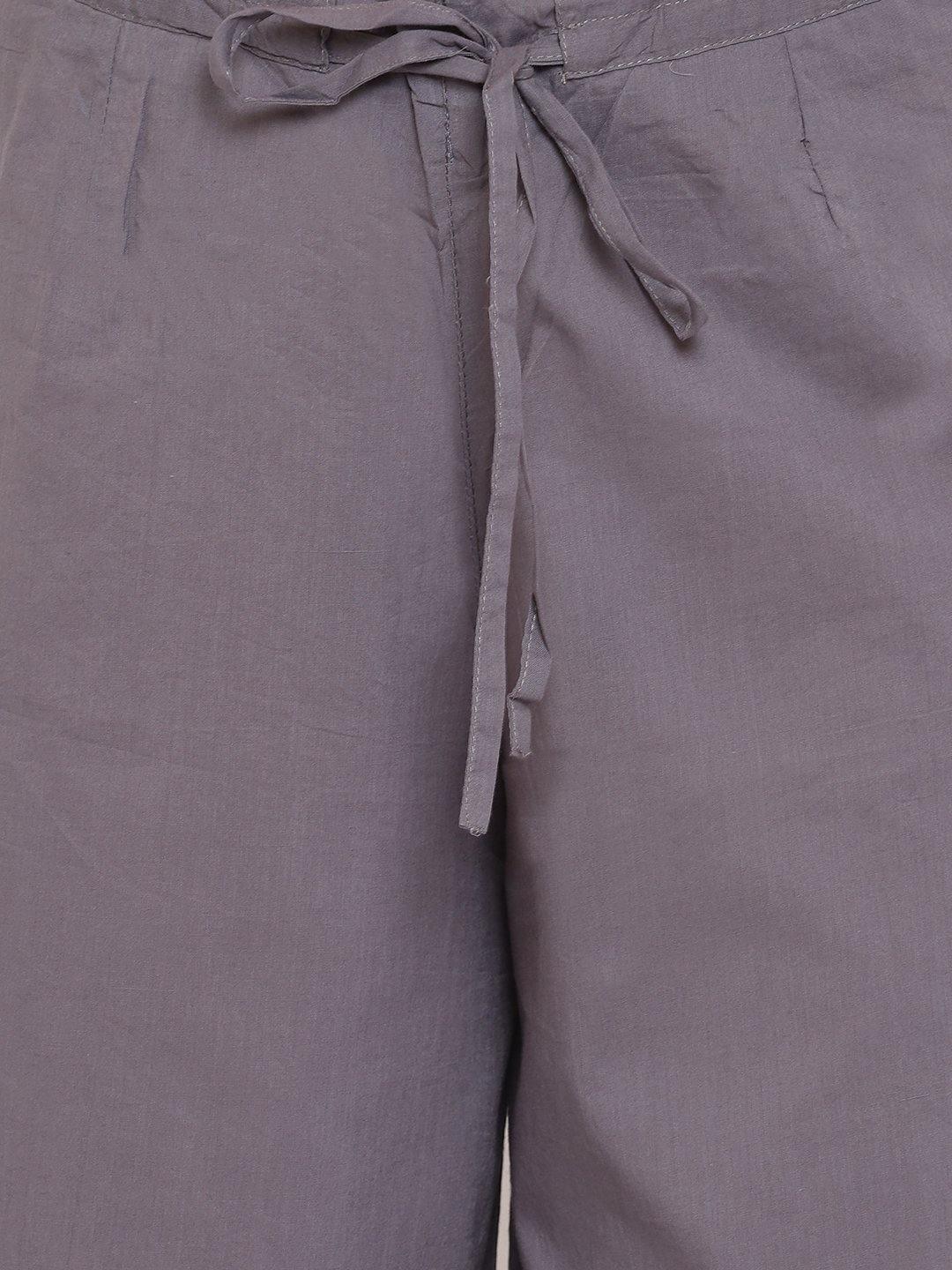 Grey Pure Cotton Palazzo Pant