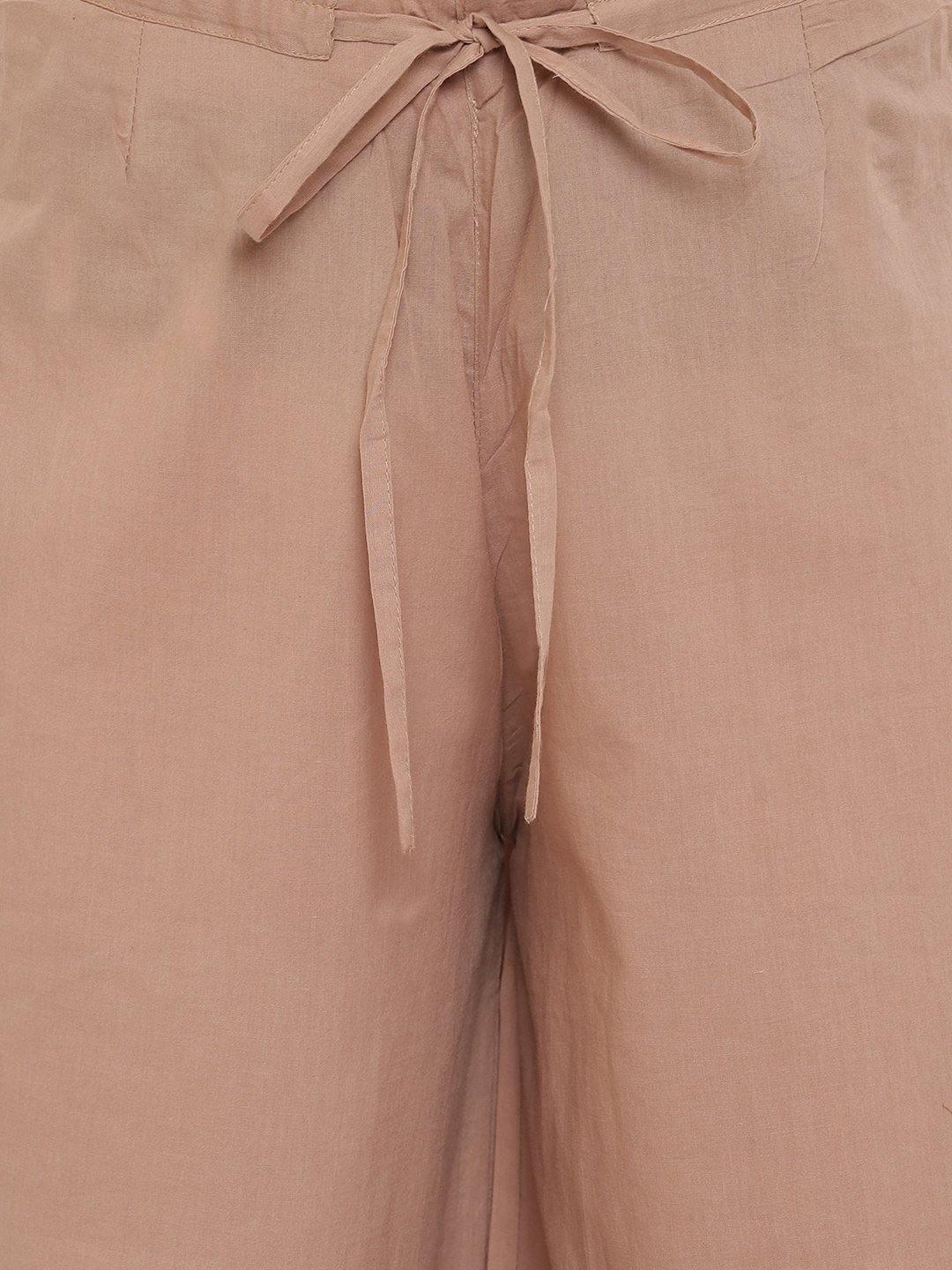 Khaki Pure Cotton Palazzo Pant