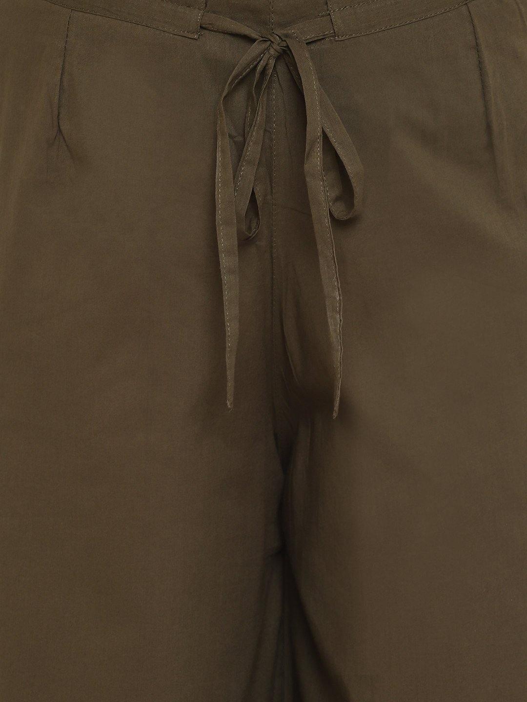 Olive Green Pure Cotton Palazzo Pant