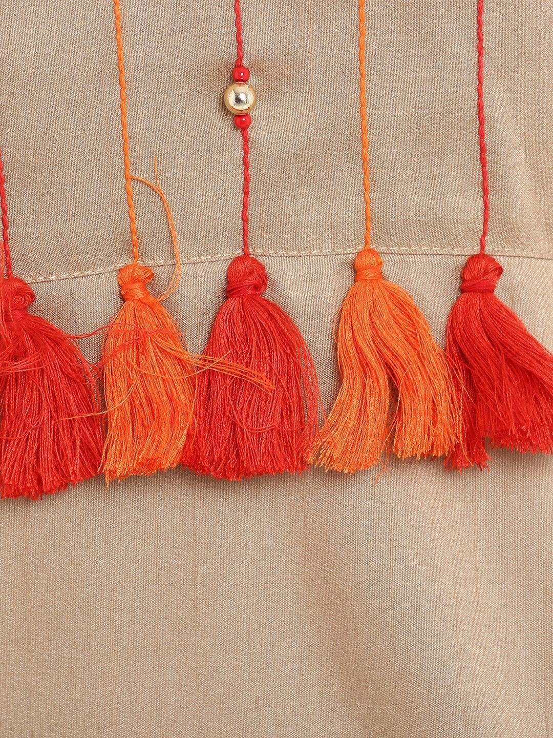 Light Brown Poly Silk Kurta