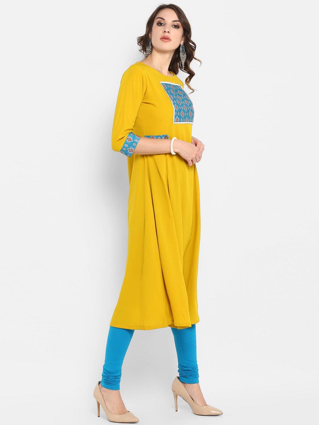 Yellow Poly Crepe Kurta