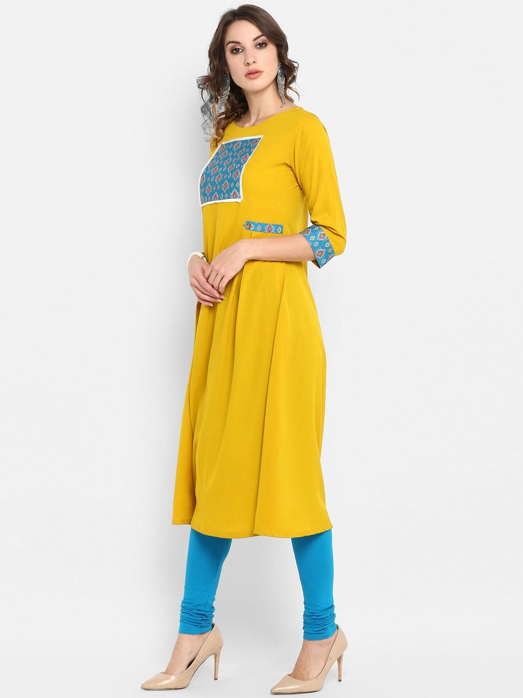 Yellow Poly Crepe Kurta