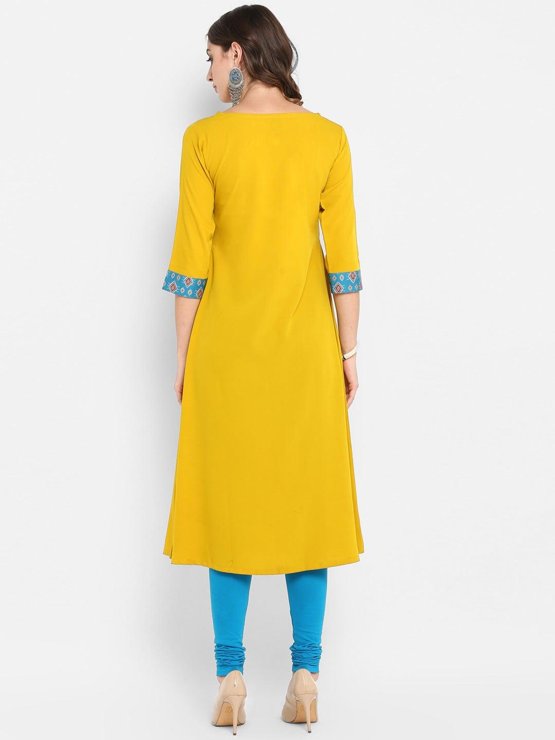 Yellow Poly Crepe Kurta