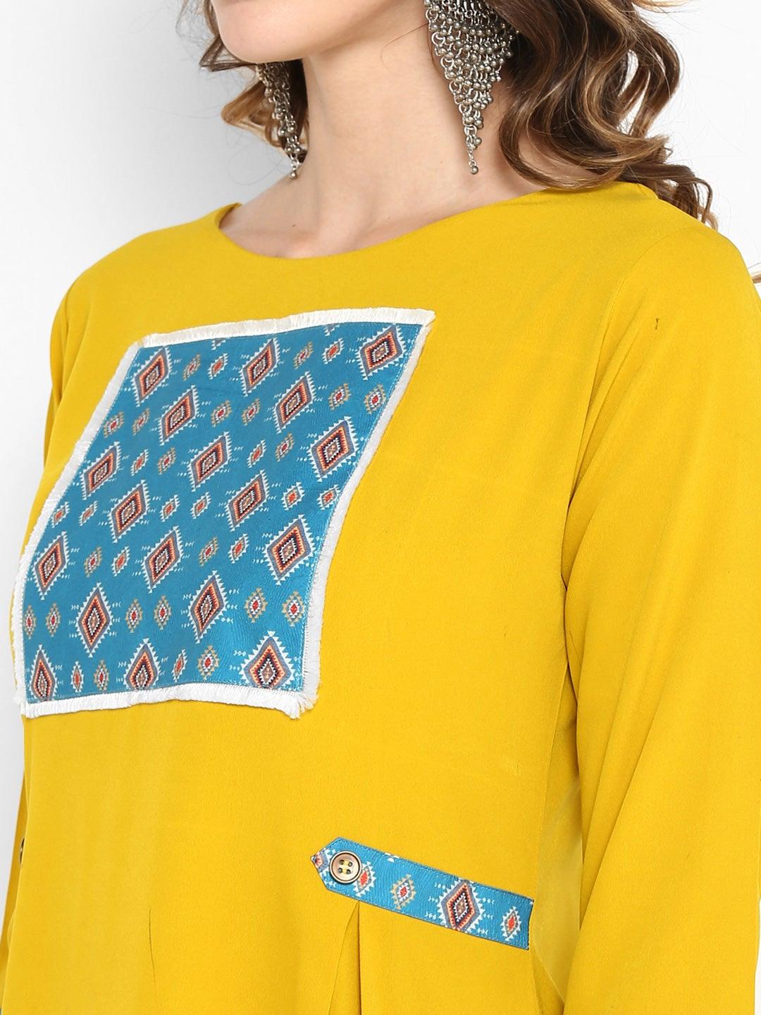 Yellow Poly Crepe Kurta