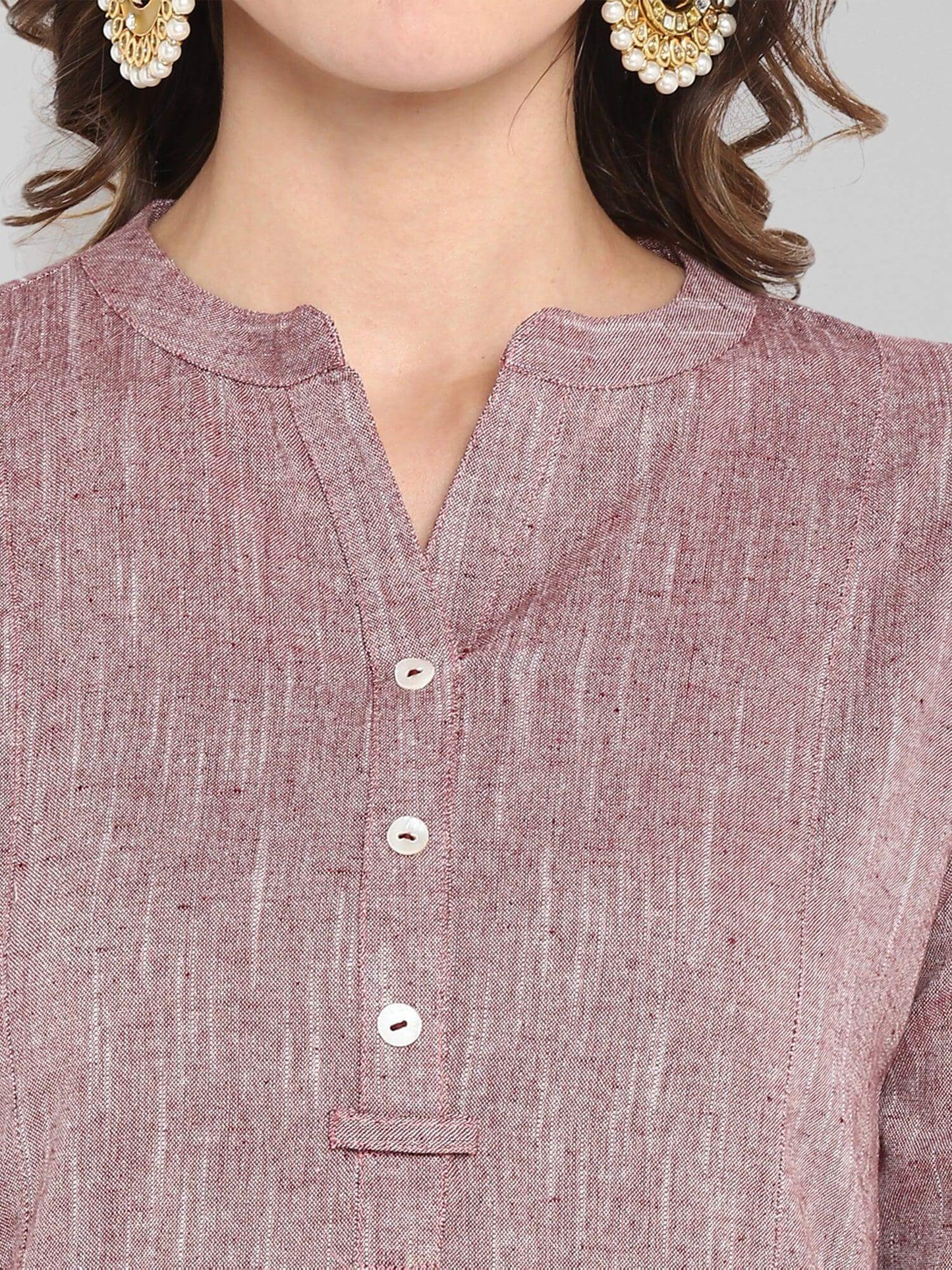 Mauve Cotton Solid Straight Kurta