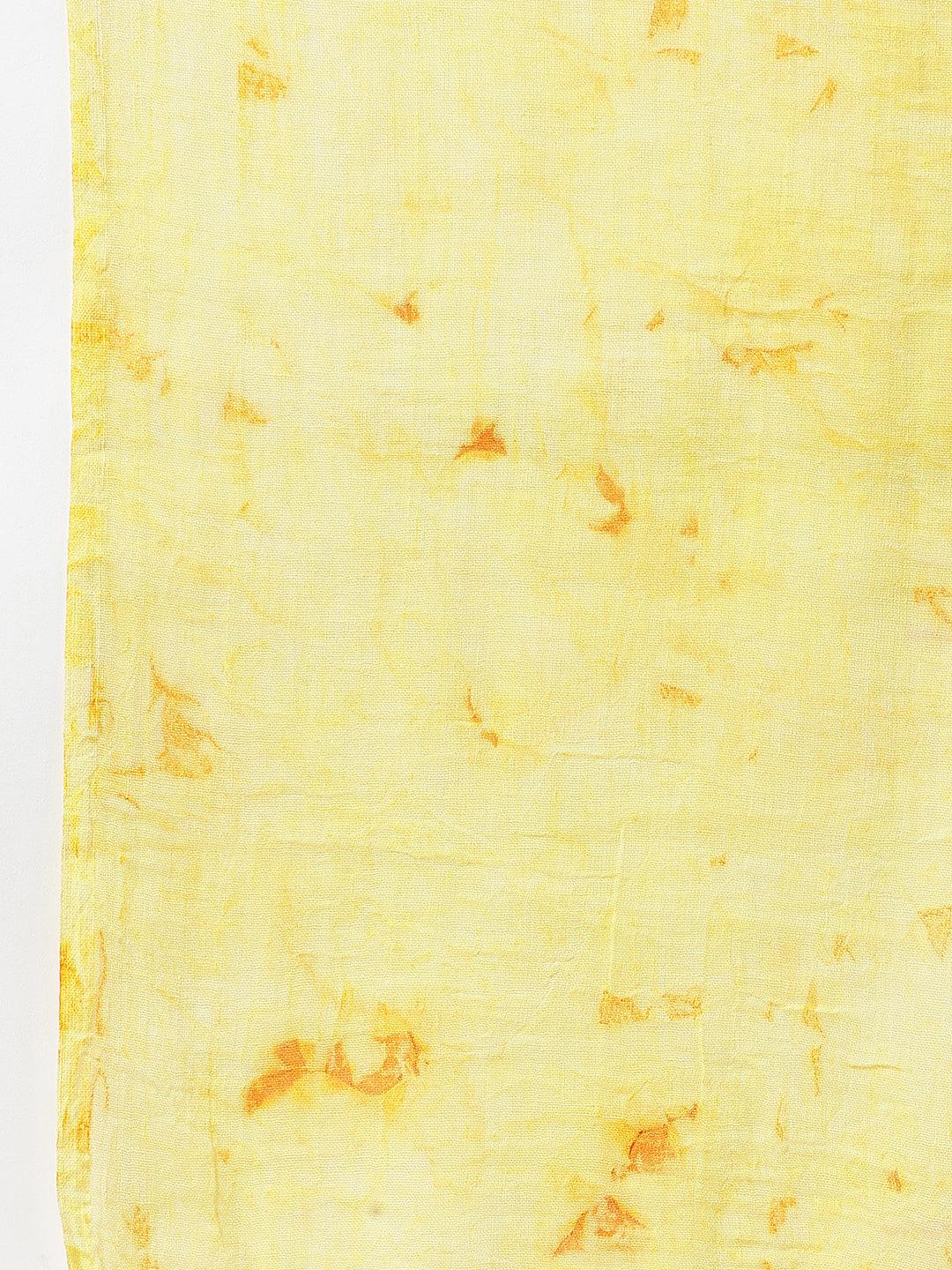 Yellow Crepe Solid Kurta with Pant and Dupatta