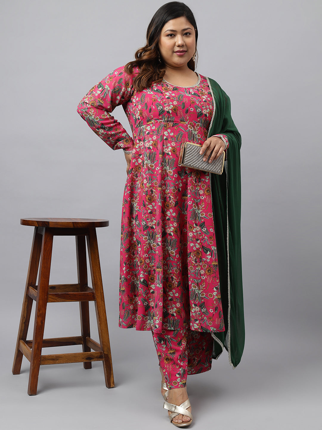 Online Pink Kurta Palazzo Set For Plus Size
