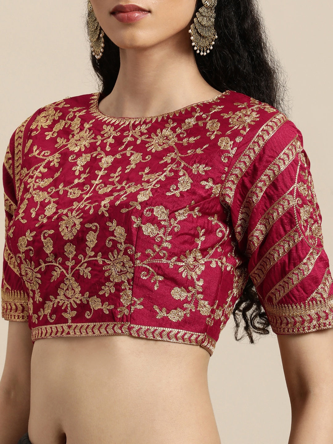 Janasya Women's Pink Poly Silk Solid Saree with Blouse Piece