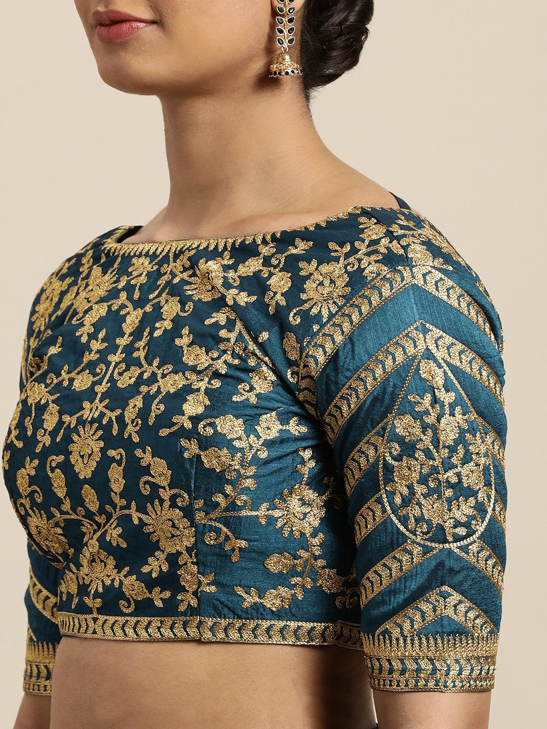 Janasya Women's Blue Poly Silk Solid Saree with Blouse Piece