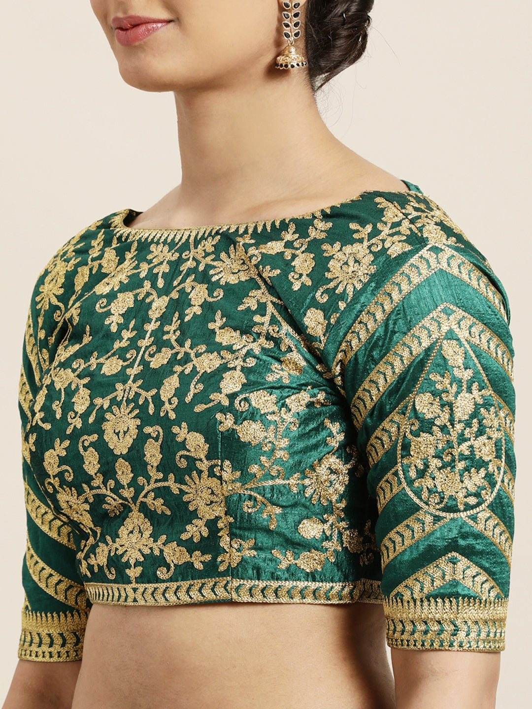 Janasya Women's Green Poly Silk Solid Saree with Blouse Piece