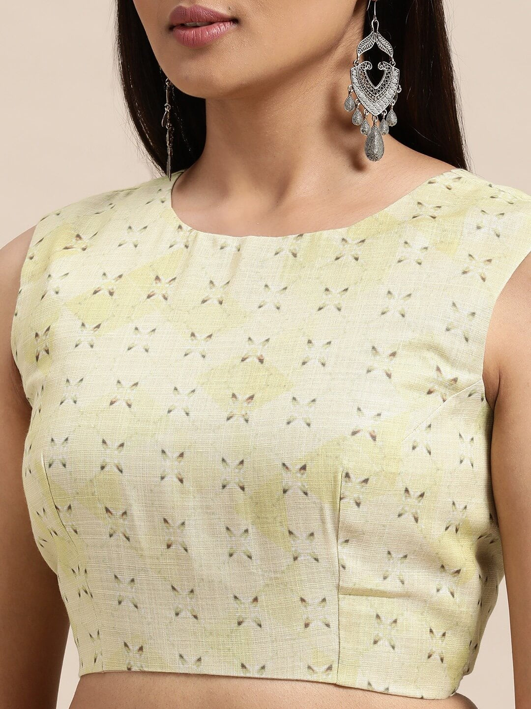 Janasya Women's Pink Linen Blend Printed Saree with Blouse Piece