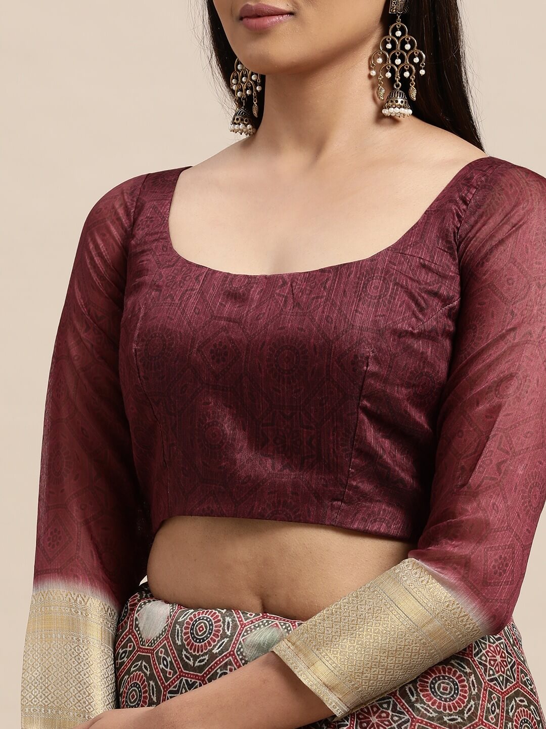 Janasya Women's Green Chanderi Silk Printed Saree with Blouse Piece