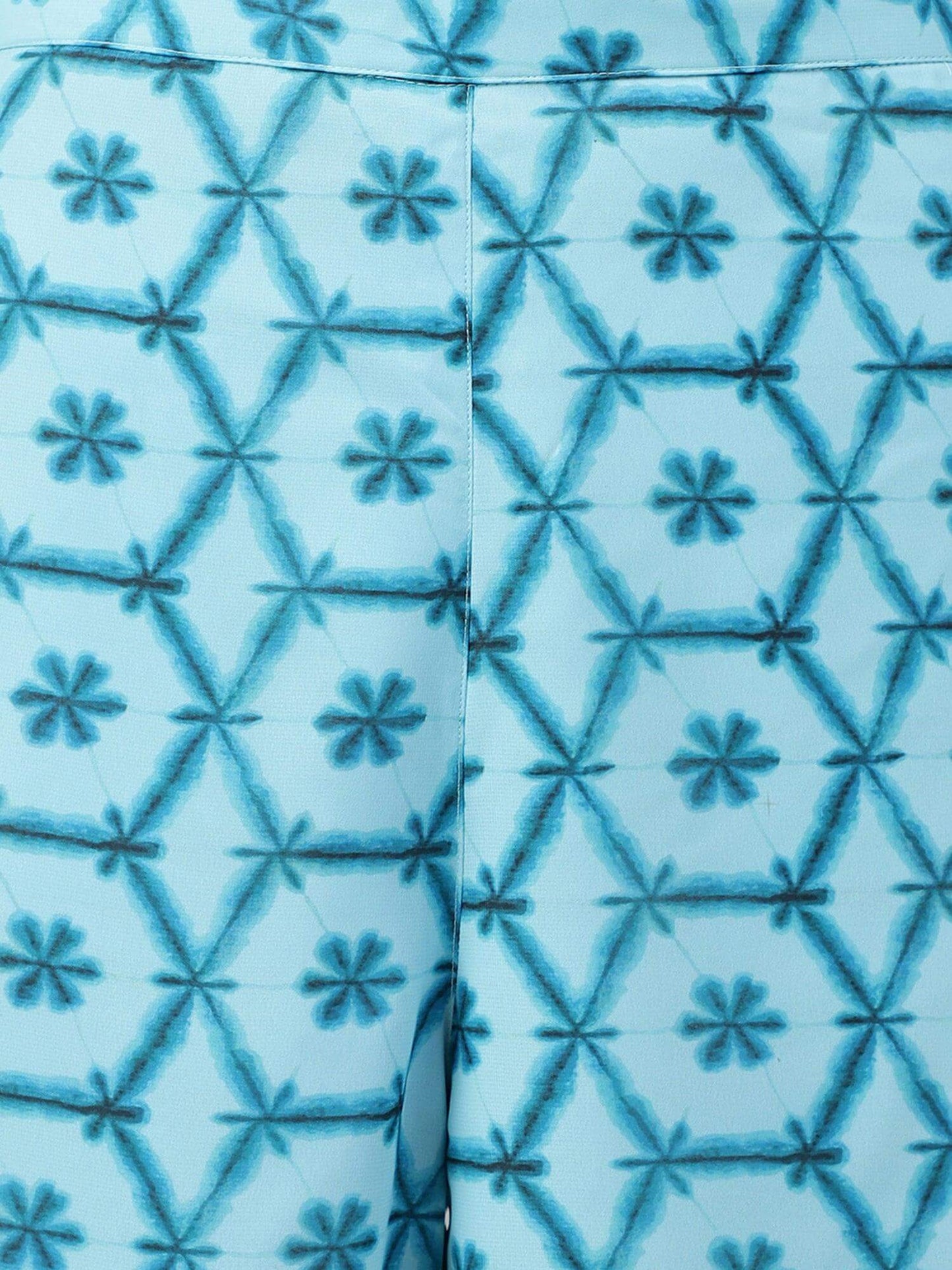 Aqua Blue Georgette Shibori Print Kurta with Palazzo