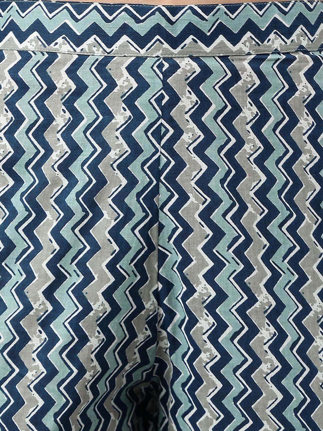 Women's Blue Cotton Floral Print Kurta with Pant