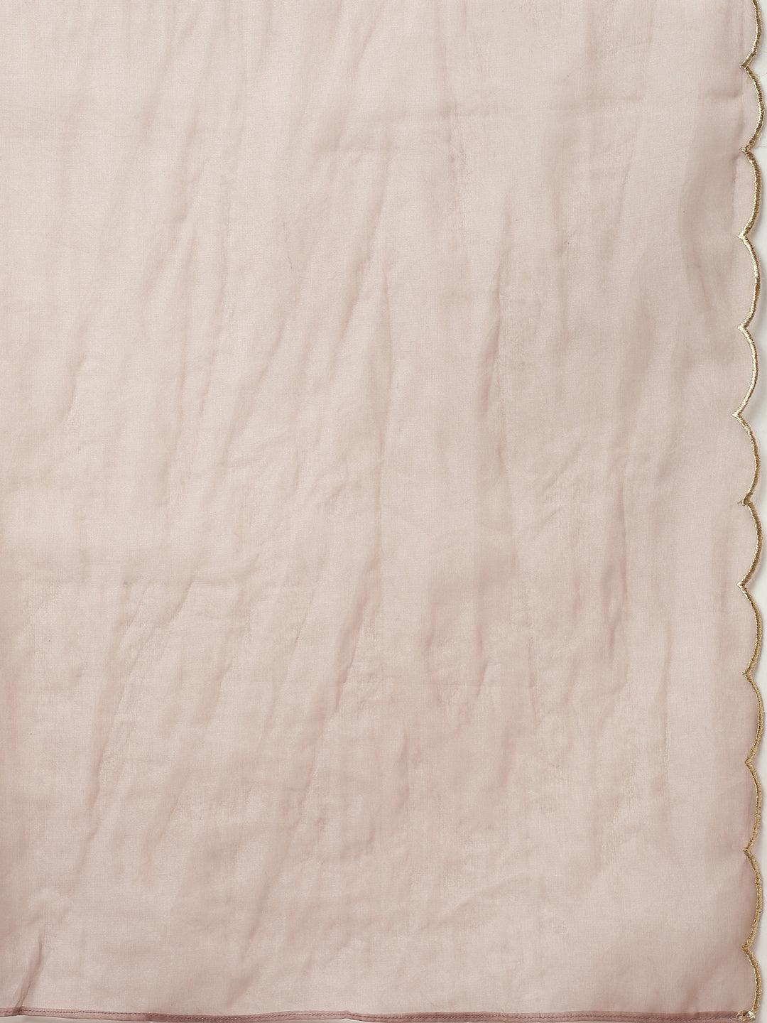 Women's Brown Chinon Solid Kurta with Pant and Dupatta