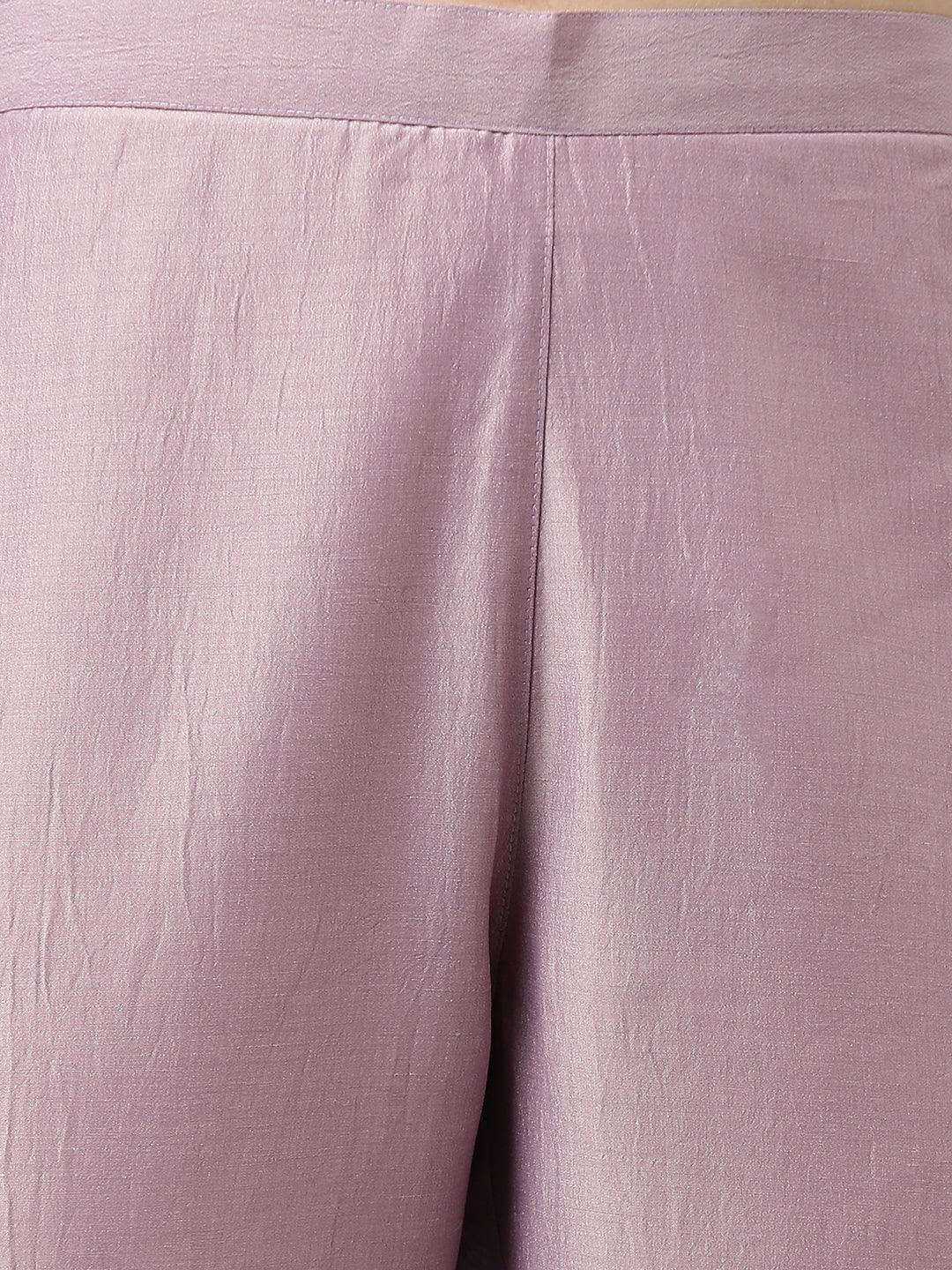 Women's Lavender Chinon Embellished Kurta with Pant and Dupatta