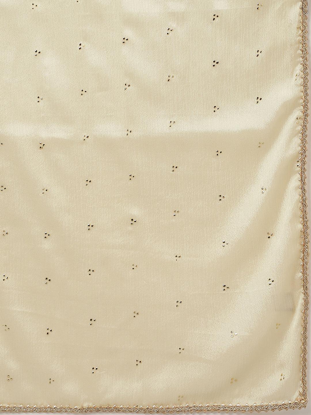 Women's Bottle Green Georgette Solid Kurta with Dupatta