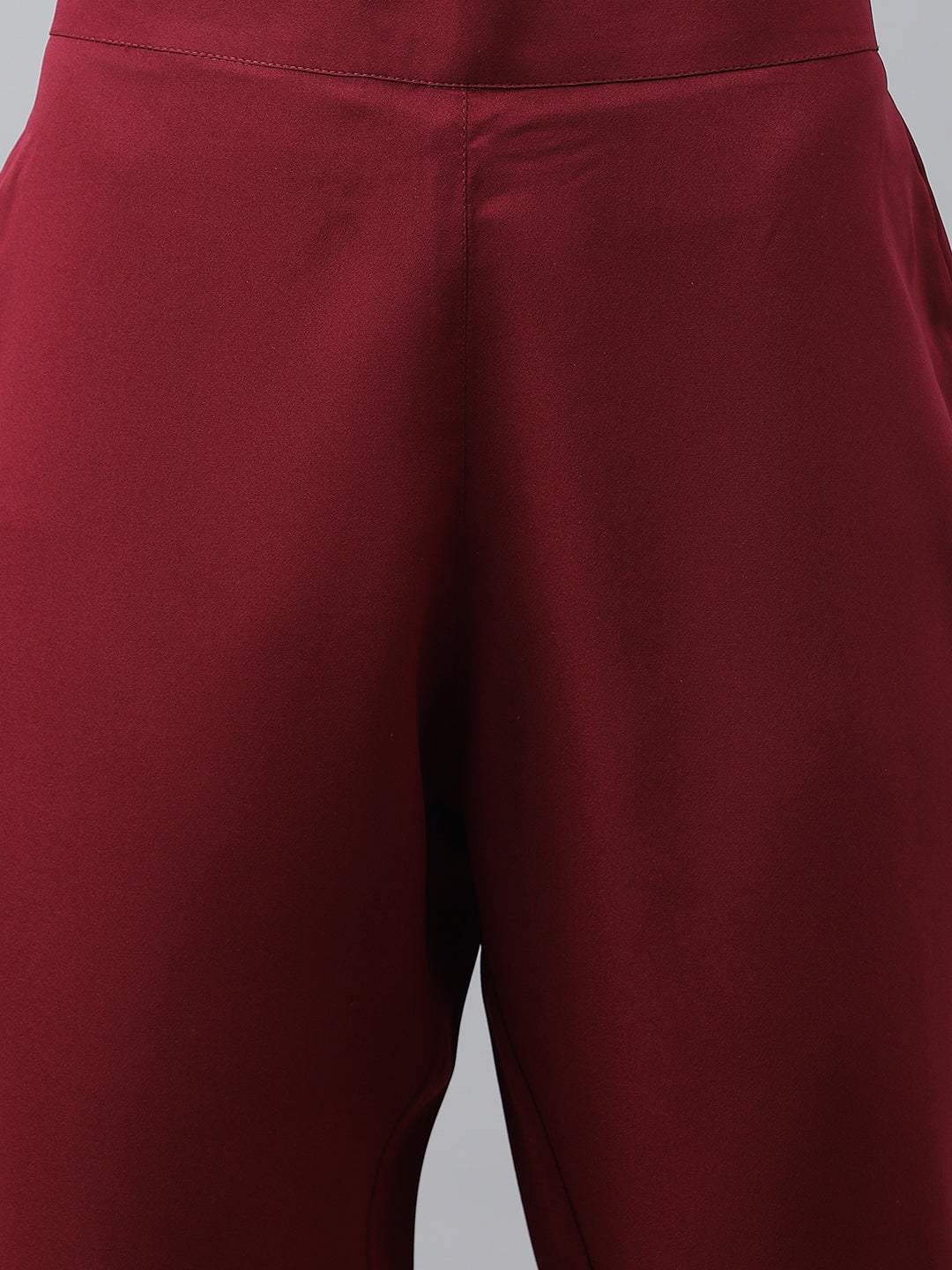 Wine Crepe Foil Printed Top with Pant