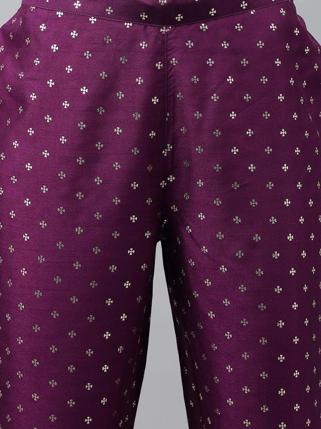 Purple Crepe Silk Solid Kurta with Pant