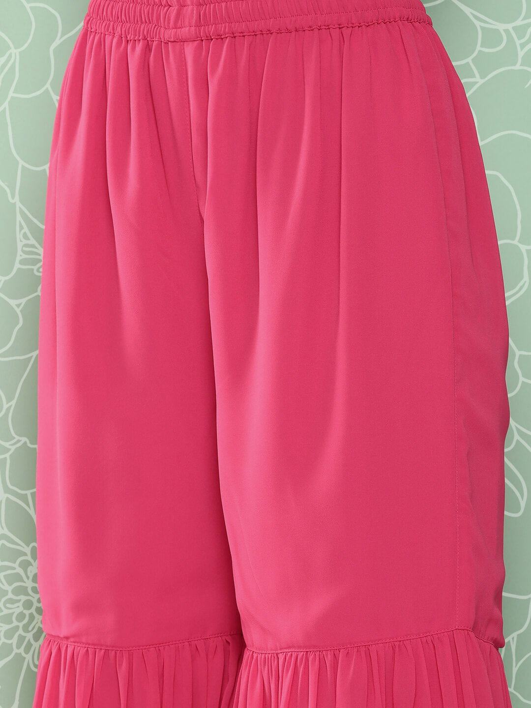 Pink Georgette Foil Printed Short Kurta with Sharara