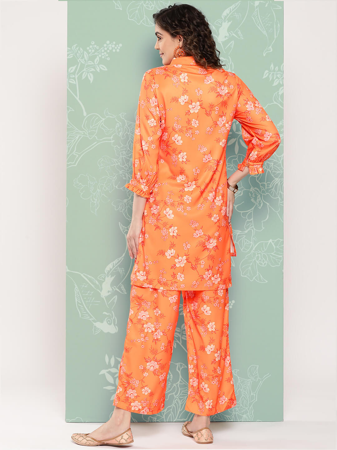 Orange Moss Digital Floral Printed Kurta with Palazzo