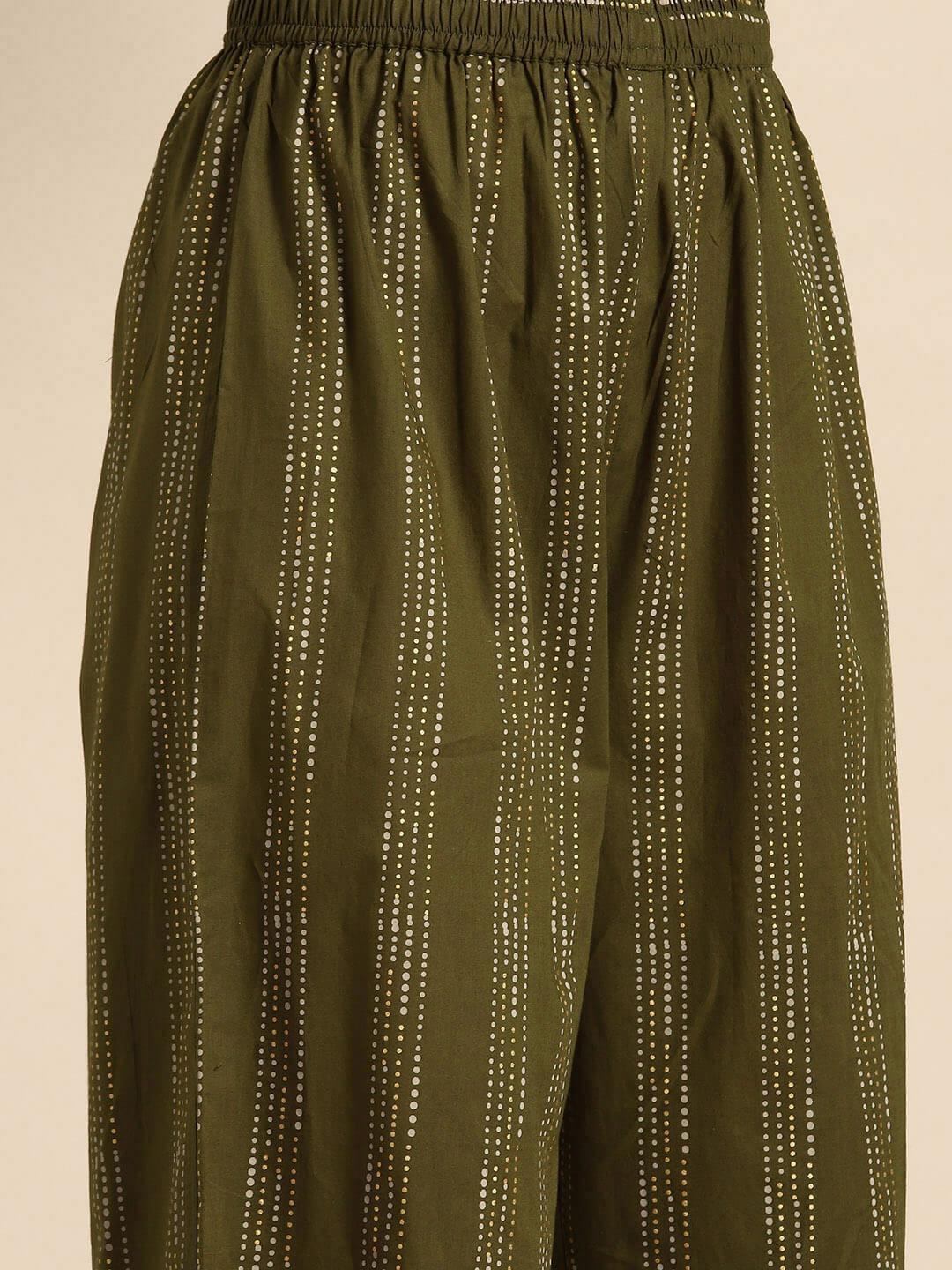 Olive Green Cotton Bandhani Printed Kurta with Palazzo