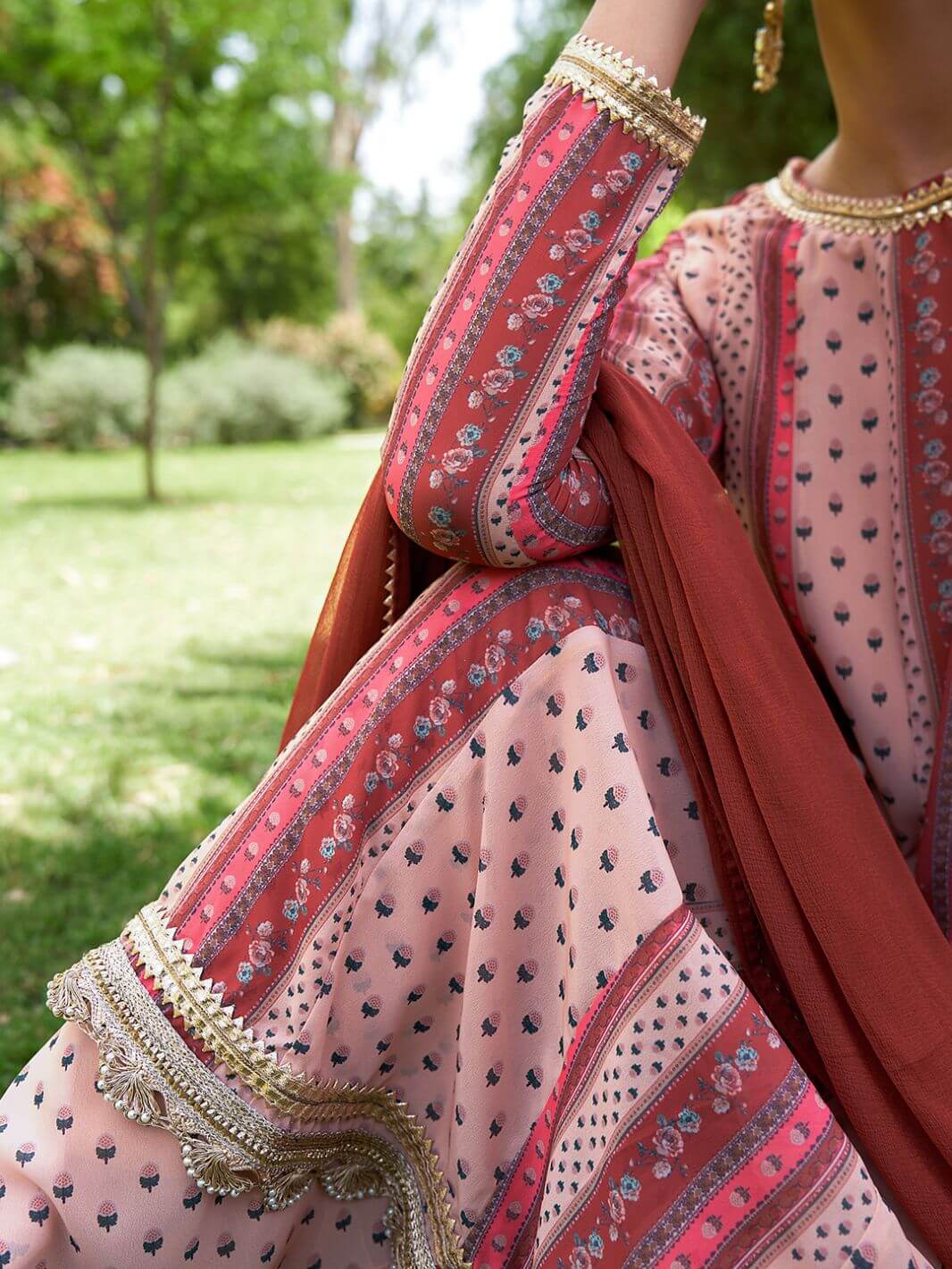 Multicolor Georgette Floral Printed Kurta With Sharara Set