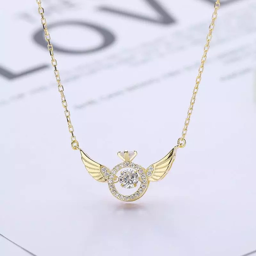 Moving Crystal Angel Wings Necklace