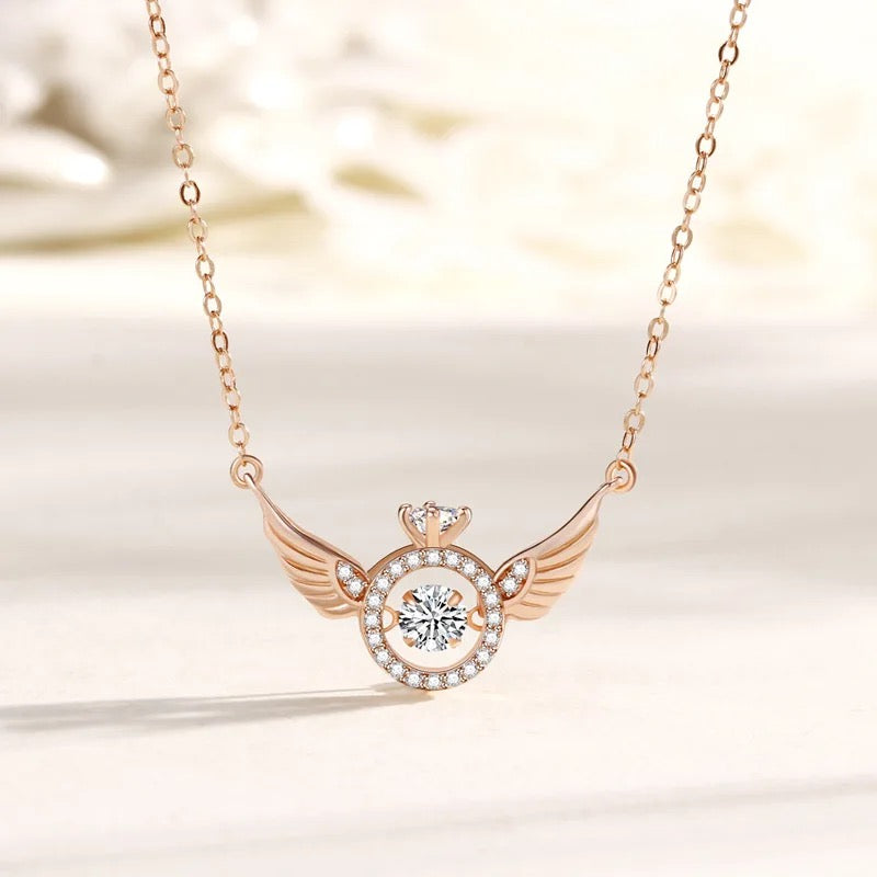 Moving Crystal Angel Wings Necklace