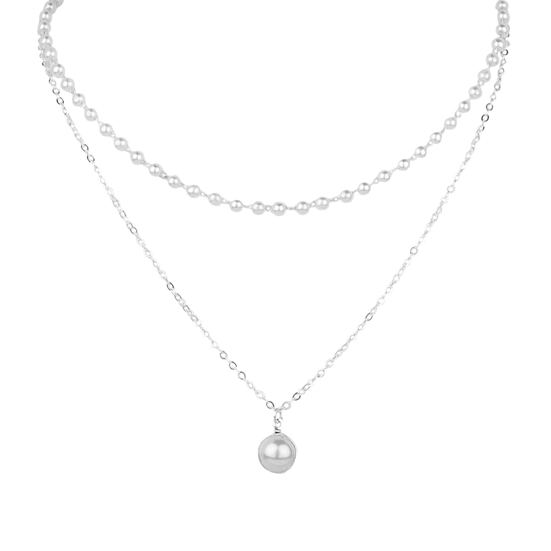 Silver Double Layered Pearl Drop Pendant