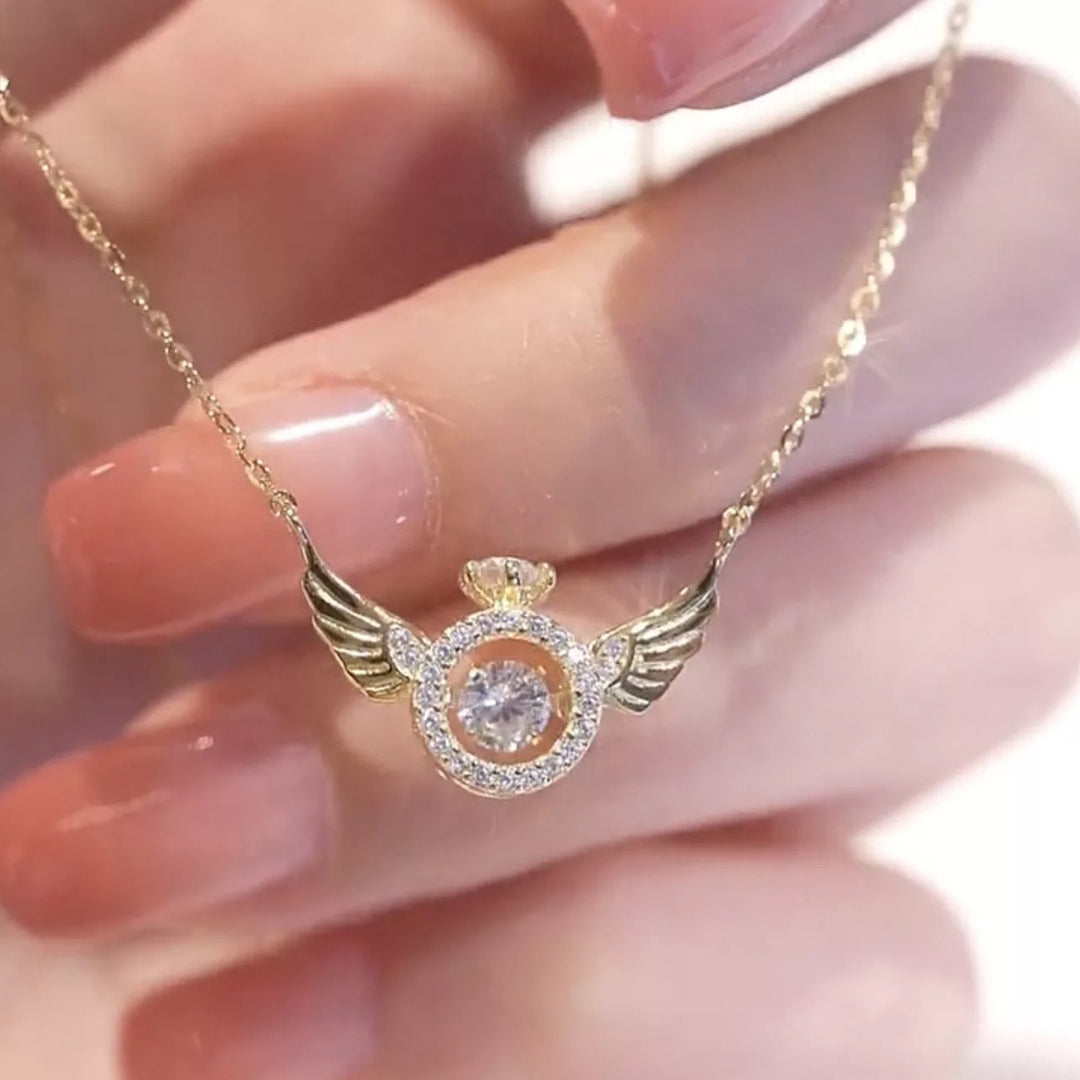 Moving Crystal Angel Wings Necklace