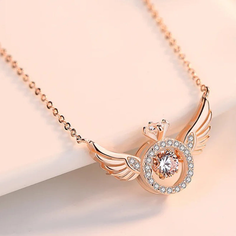 Moving Crystal Angel Wings Necklace