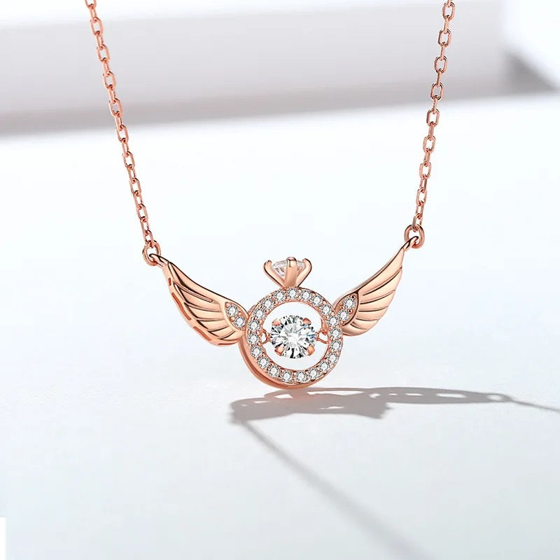 Moving Crystal Angel Wings Necklace