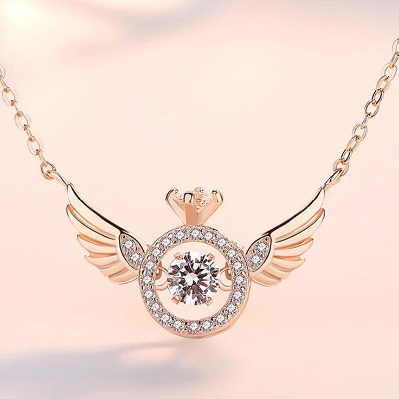 Moving Crystal Angel Wings Necklace