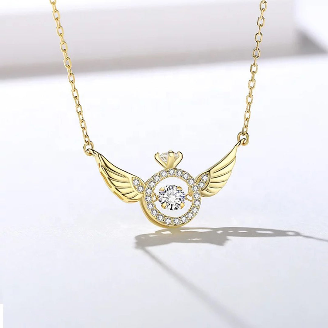 Moving Crystal Angel Wings Necklace