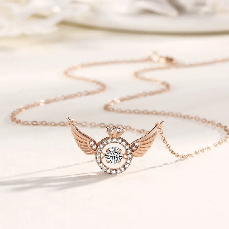 Moving Crystal Angel Wings Necklace