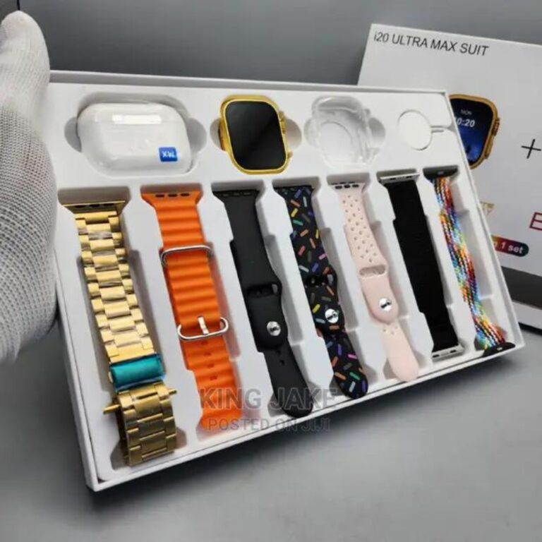 I20 Ultra Max Smart Watch + 7 Straps + Earbuds + Watch Case All In One Box