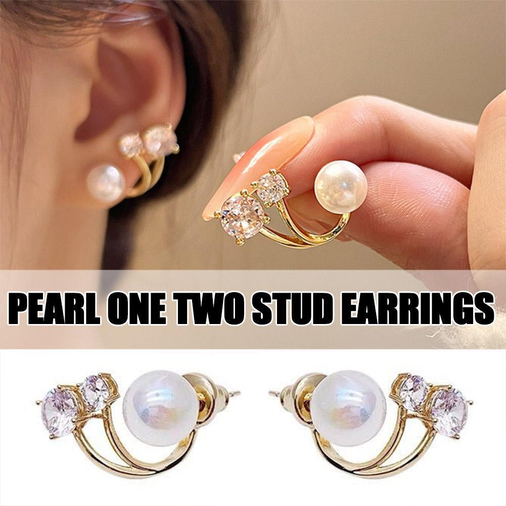 JWER French Light Luxury Pearl Stud Earrings