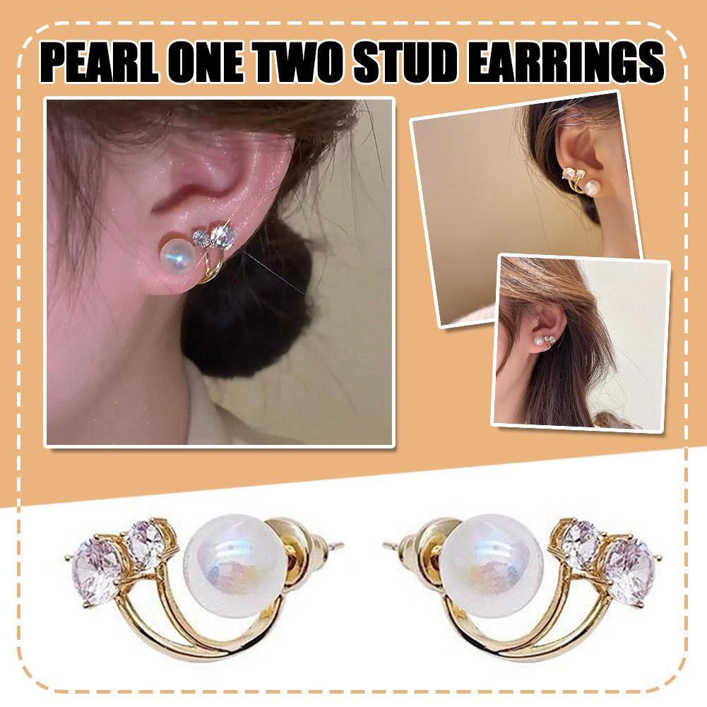 JWER French Light Luxury Pearl Stud Earrings