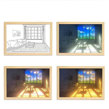 LED Light Up Painting Wall Art Frame - USB Rechargeable | 3 Color Lights