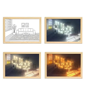 LED Light Up Painting Wall Art Frame - USB Rechargeable | 3 Color Lights