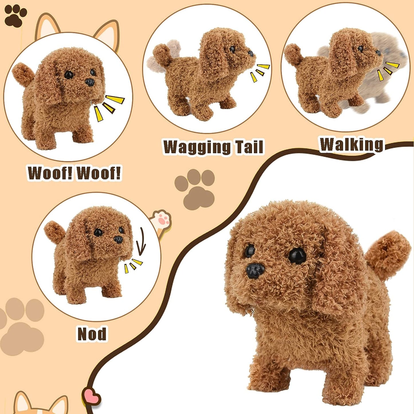 Electronic Pet Dog Interactive Plush Fuzzy Puppy - Electric Walking