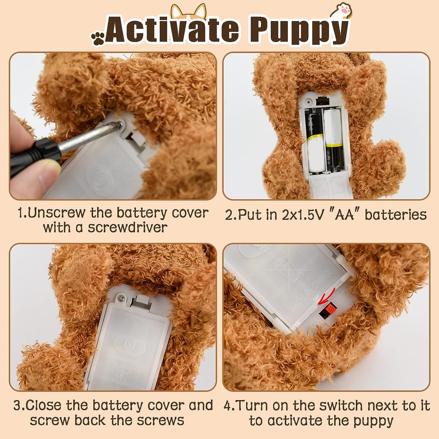 Electronic Pet Dog Interactive Plush Fuzzy Puppy - Electric Walking