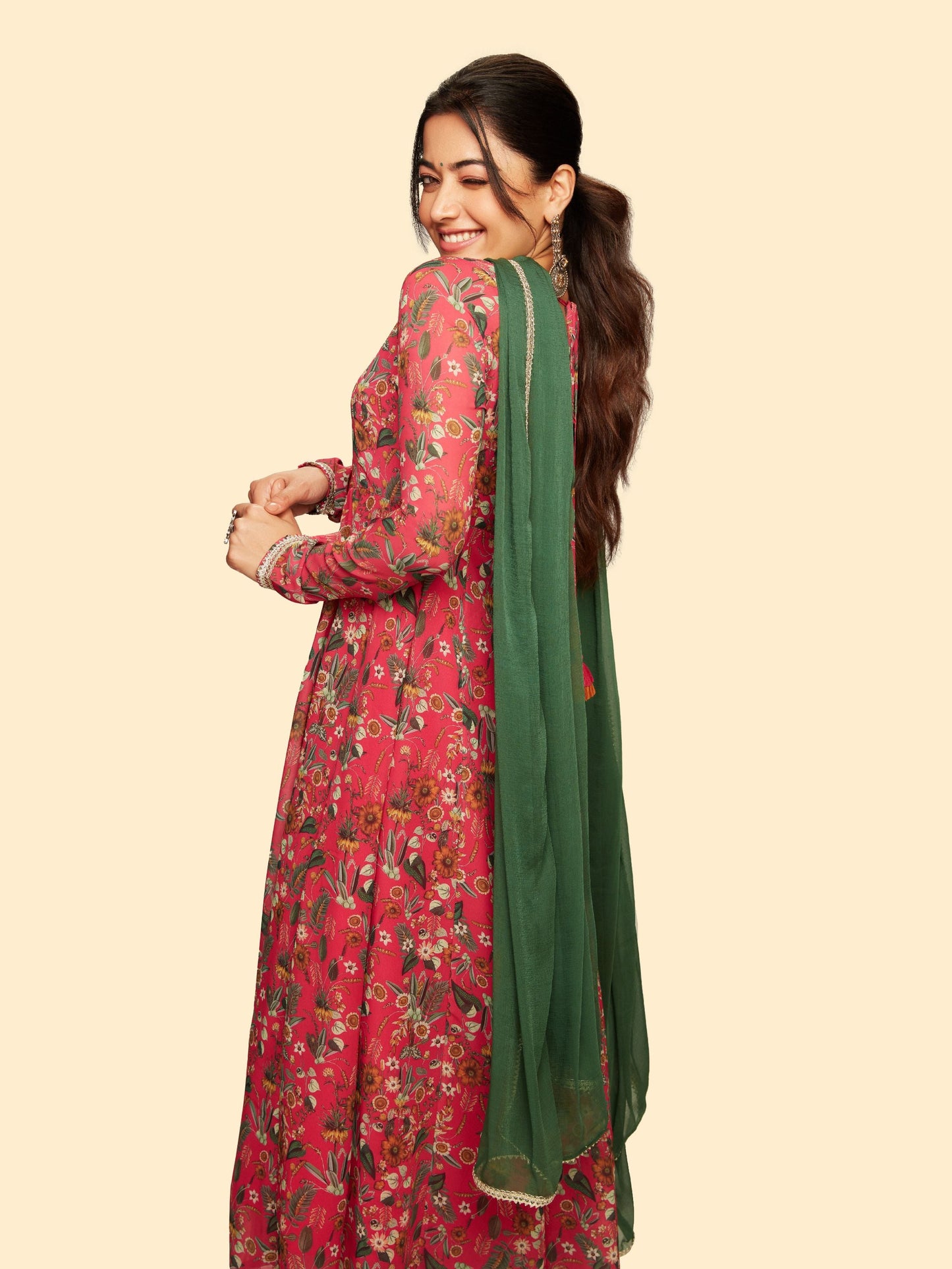 Pink Georgette Digital Print Kurta Palazzo Set With Dupatta