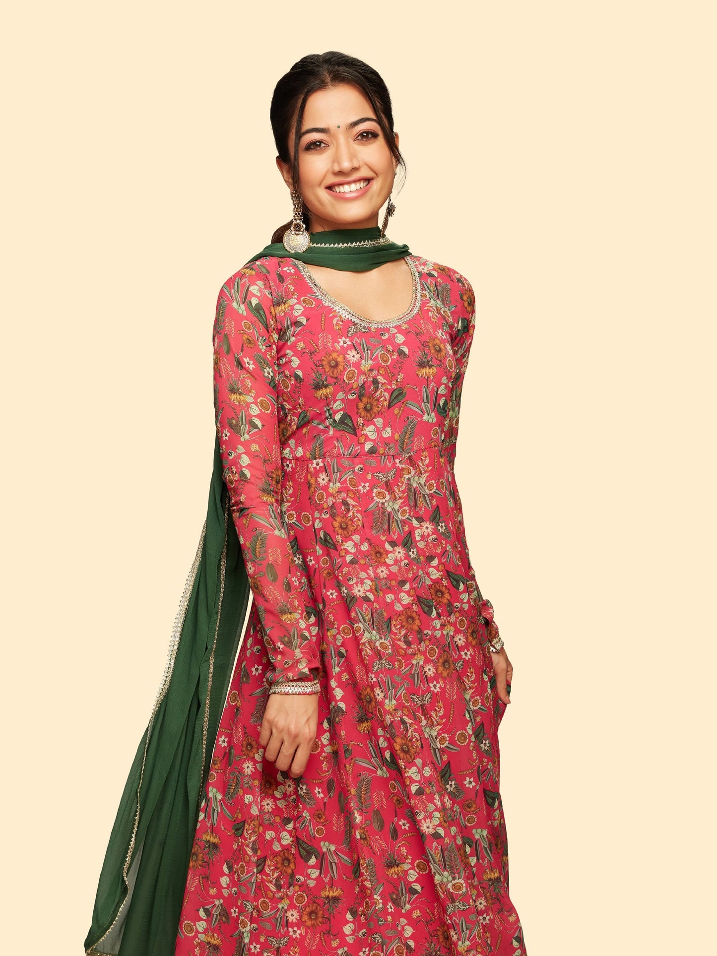 Pink Georgette Digital Print Kurta Palazzo Set With Dupatta